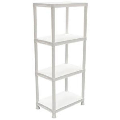 Workforce Home Essentials 14 in. 4-Shelf White Plastic Storage Shelving